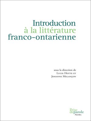cover image of Introduction à la littérature franco-ontarienne